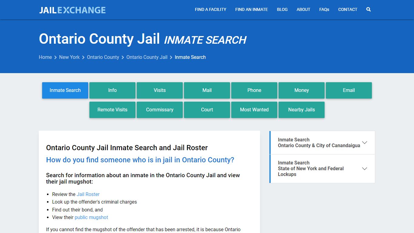 Inmate Search: Roster & Mugshots - Ontario County Jail, NY